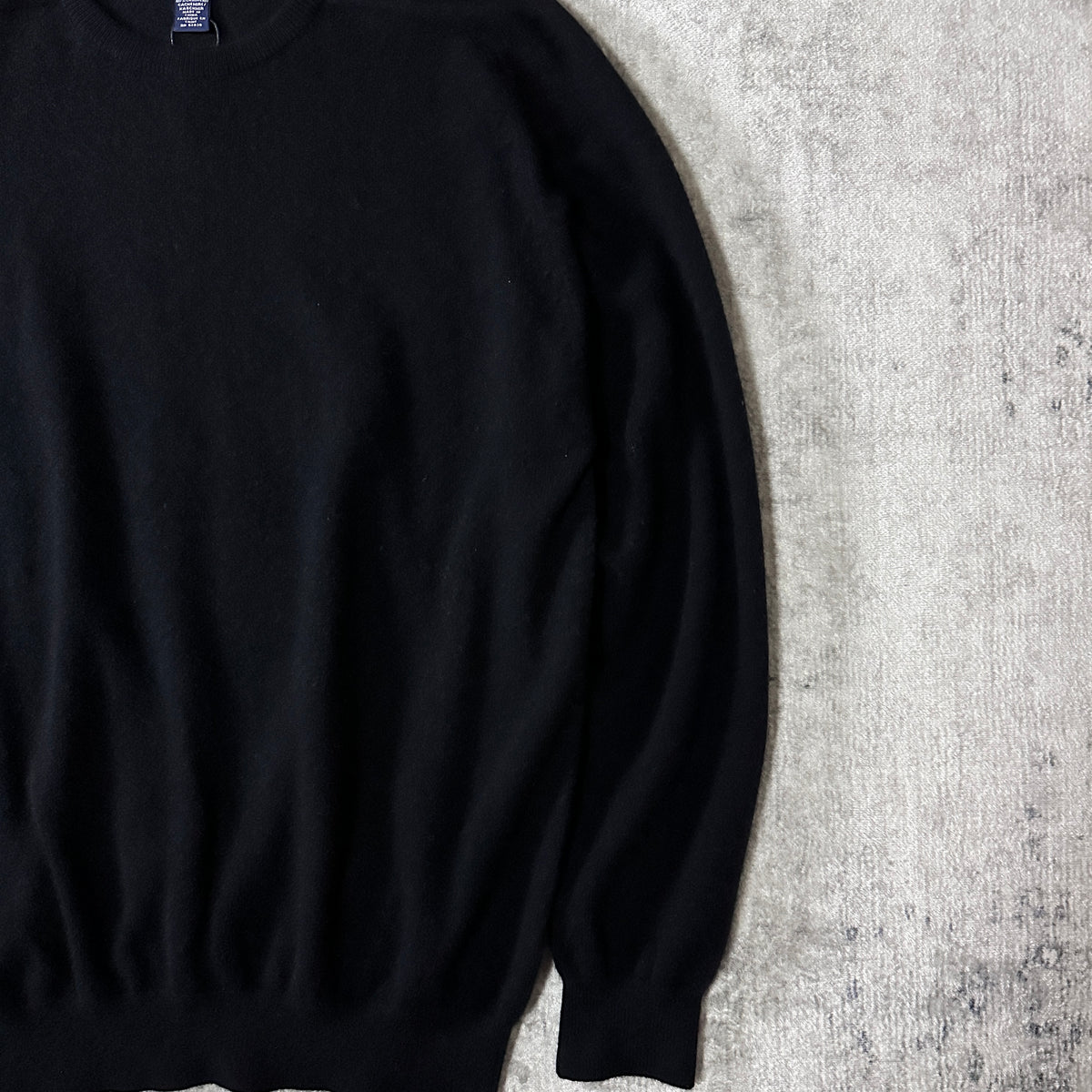 Lands' End Black 100% Cashmere Crewneck Sweater Size L
