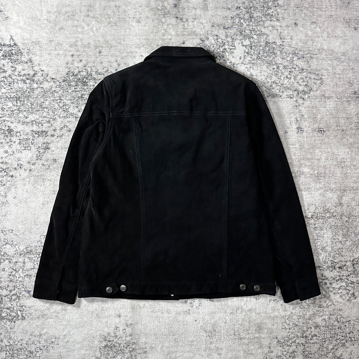 Denim & Co. Black Suede Leather Trucker Jacket Size M