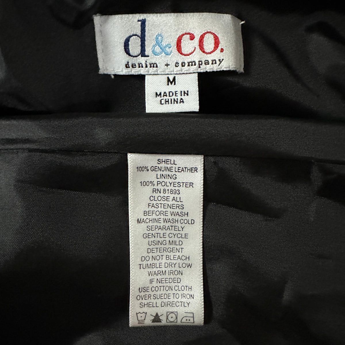 Denim & Co. Black Suede Leather Trucker Jacket Size M