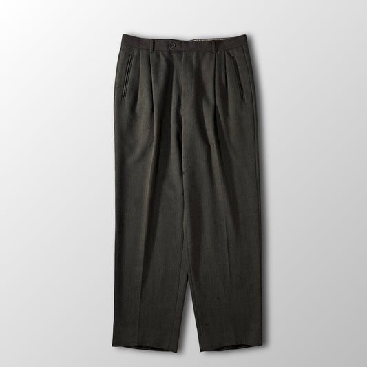 Zanella Dark Olive Brown 100% Virgin Wool Pleated Trousers Made in Italy Size 36
