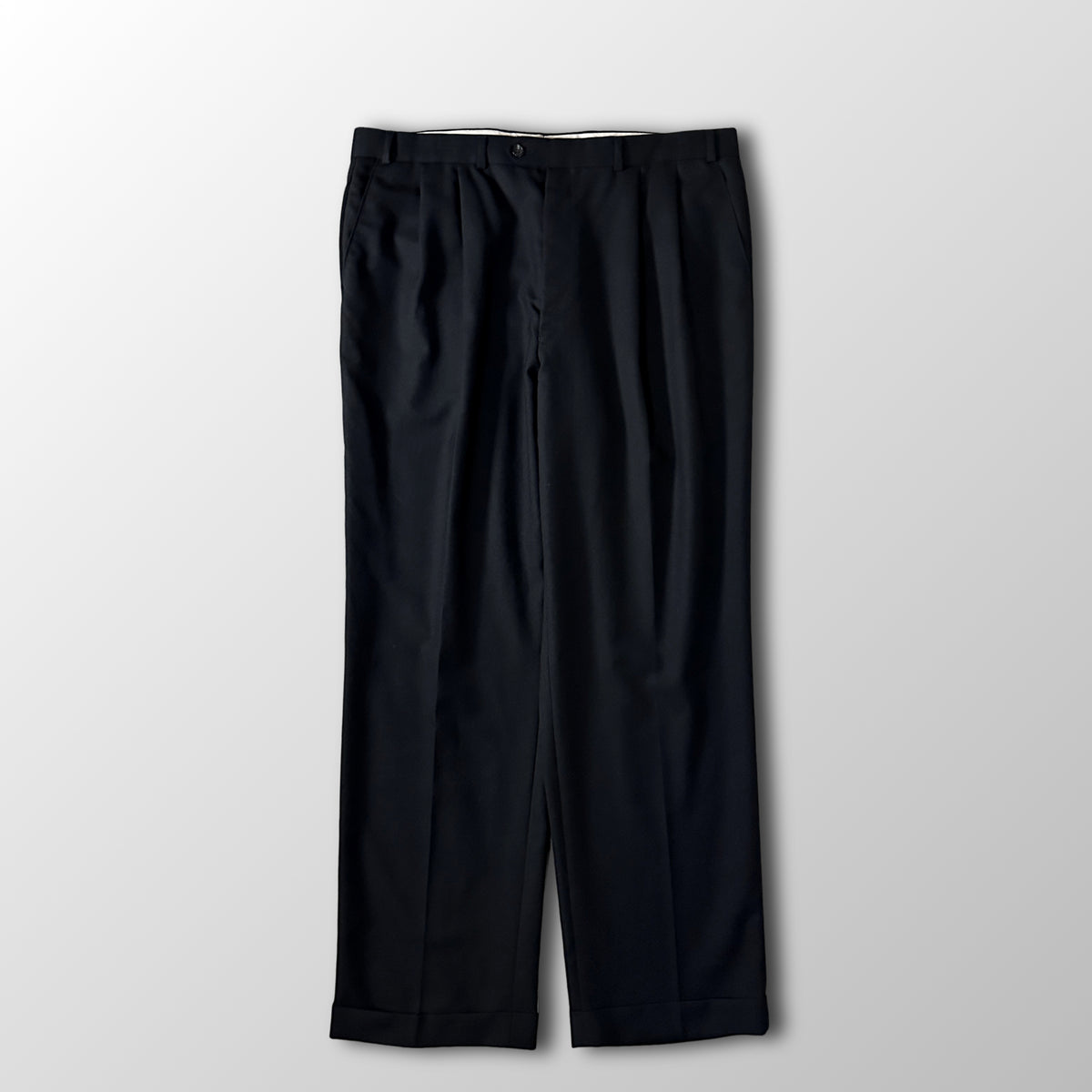 Ralph Lauren Black Pleated Trousers with Cuffs