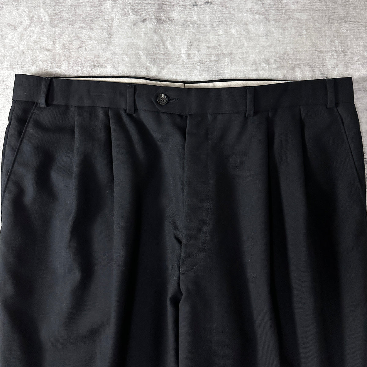 Ralph Lauren Black Pleated Trousers with Cuffs
