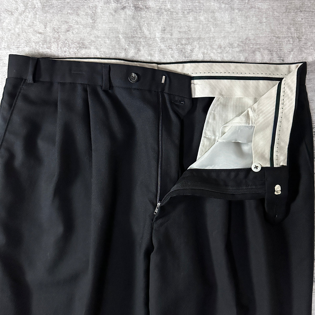 Ralph Lauren Black Pleated Trousers with Cuffs