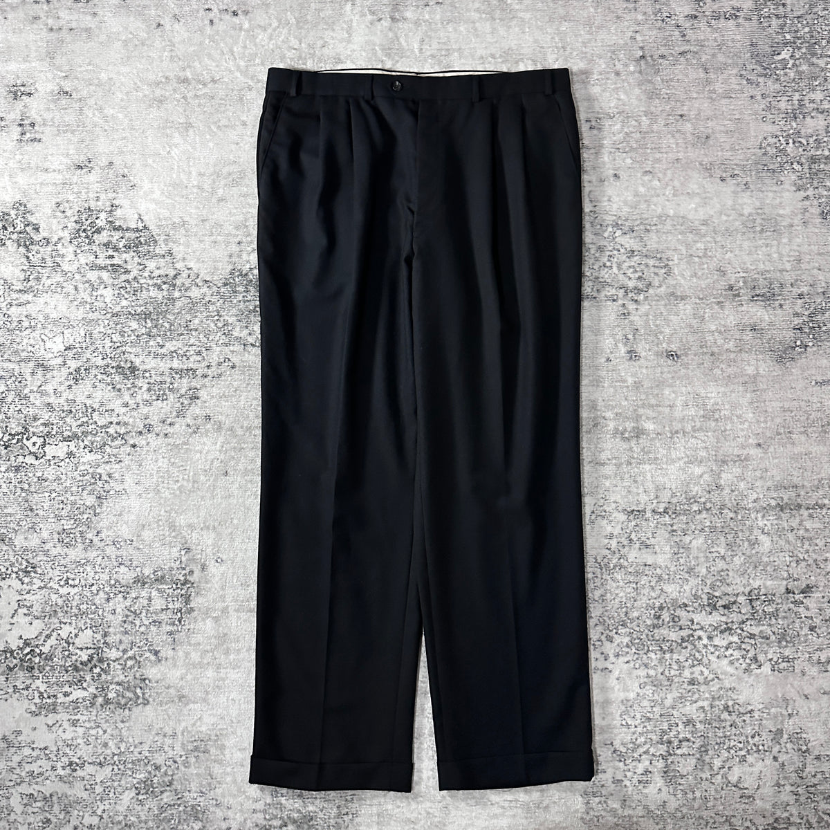 Ralph Lauren Black Pleated Trousers with Cuffs