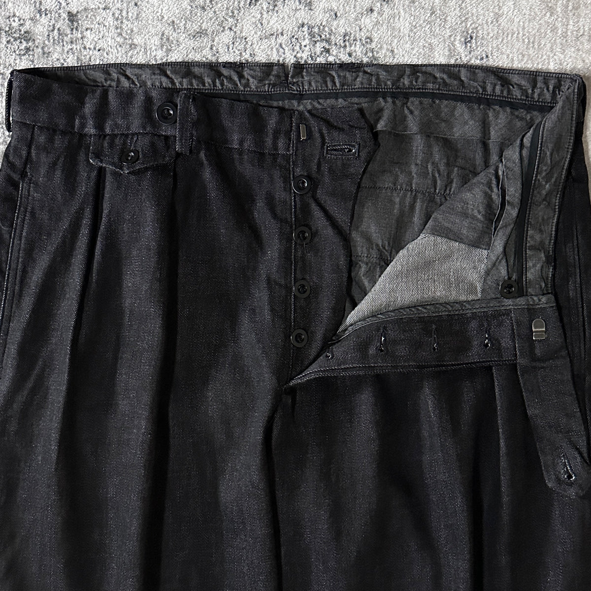 Ralph Lauren Black Pleated Wide Denim Pants Size 34x32