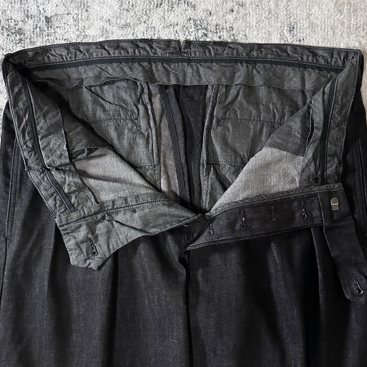 Ralph Lauren Black Pleated Wide Denim Pants Size 34x32