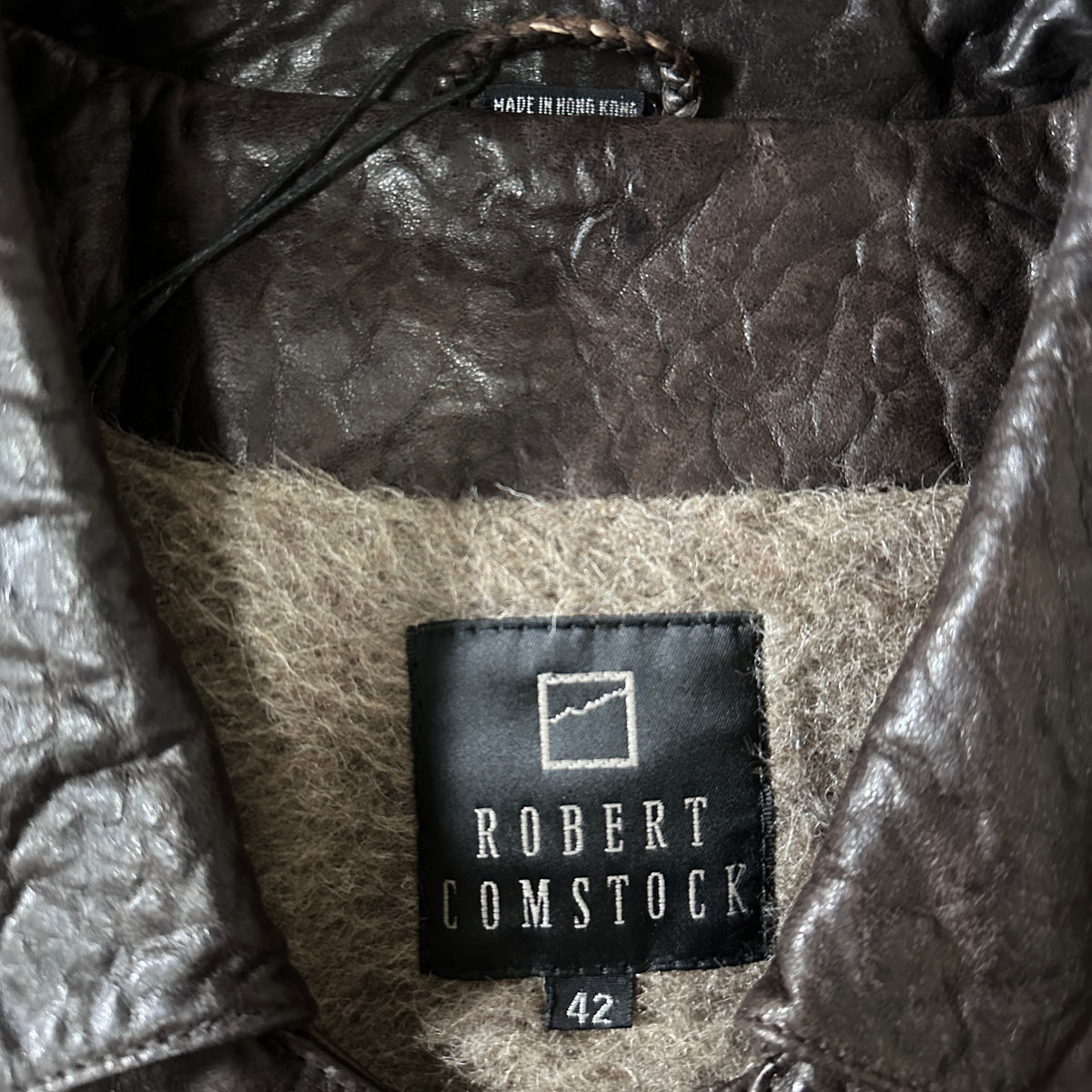 Robert Comstock Dark Brown Leather Trucker Jacket Size 42
