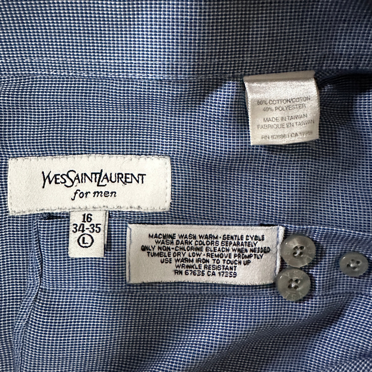 Yves Saint Laurent Blue Long Sleeve Shirt Size 16