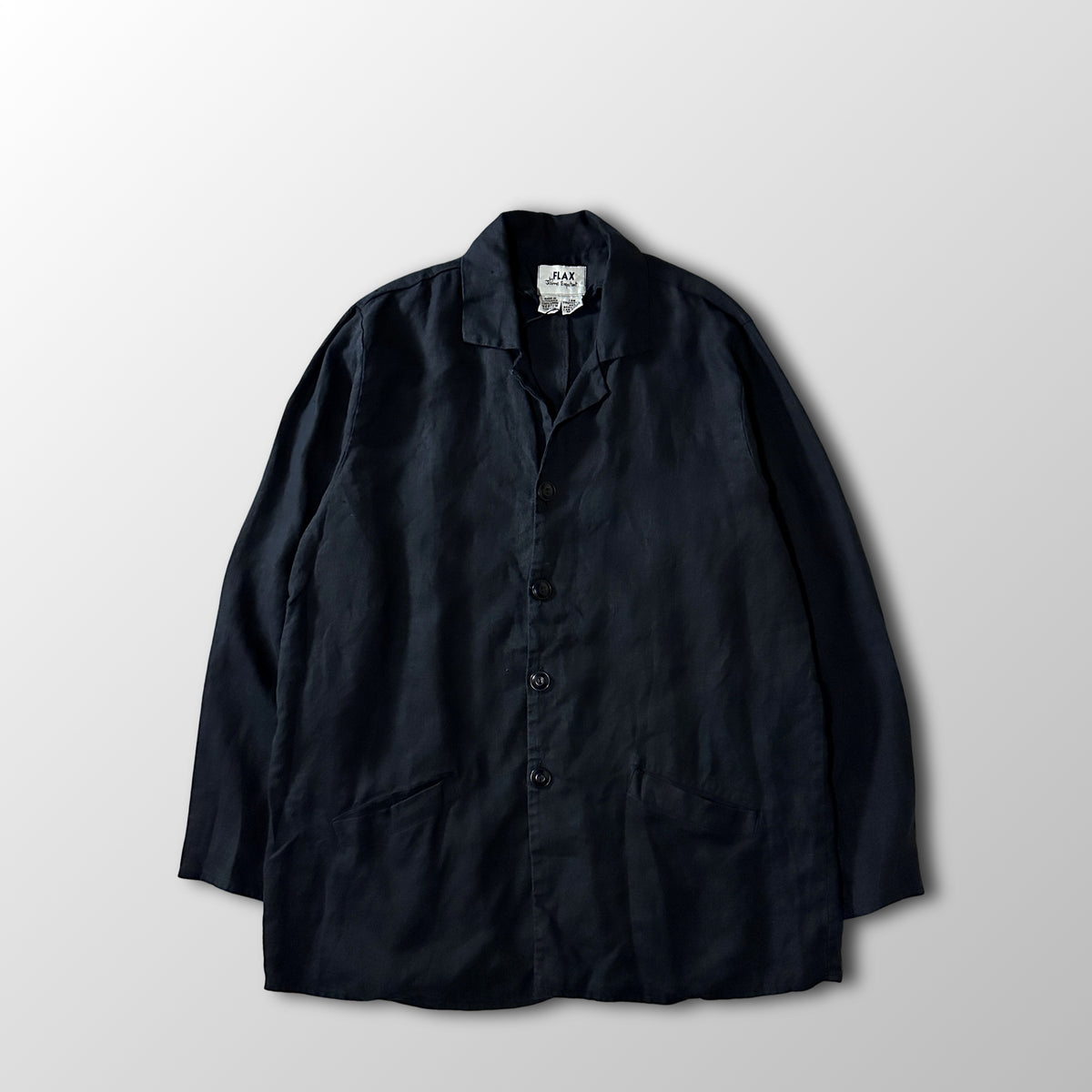 FLAX Black 100% Linen Jacket Size M