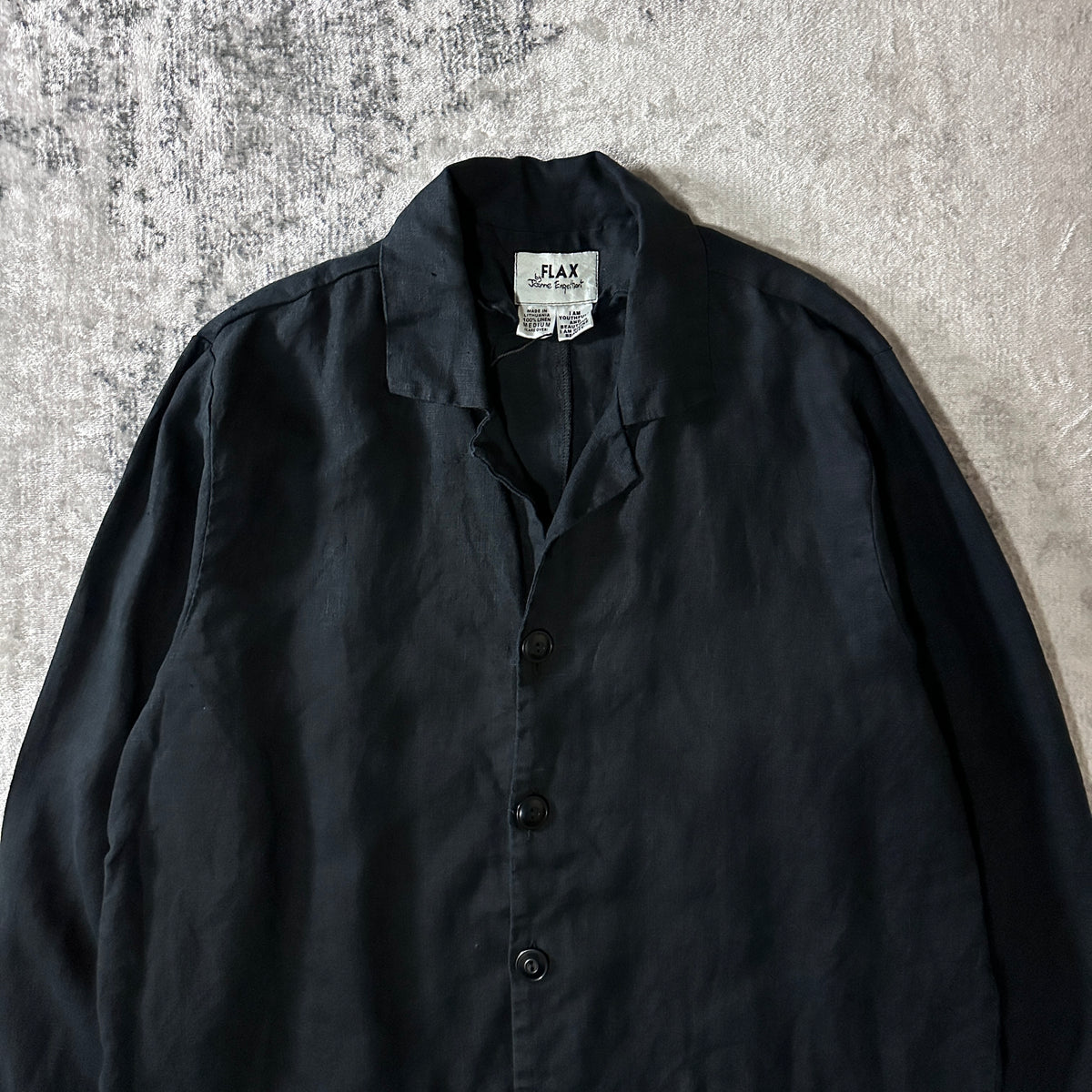 FLAX Black 100% Linen Jacket Size M