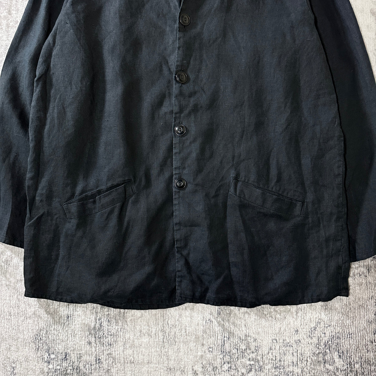 FLAX Black 100% Linen Jacket Size M