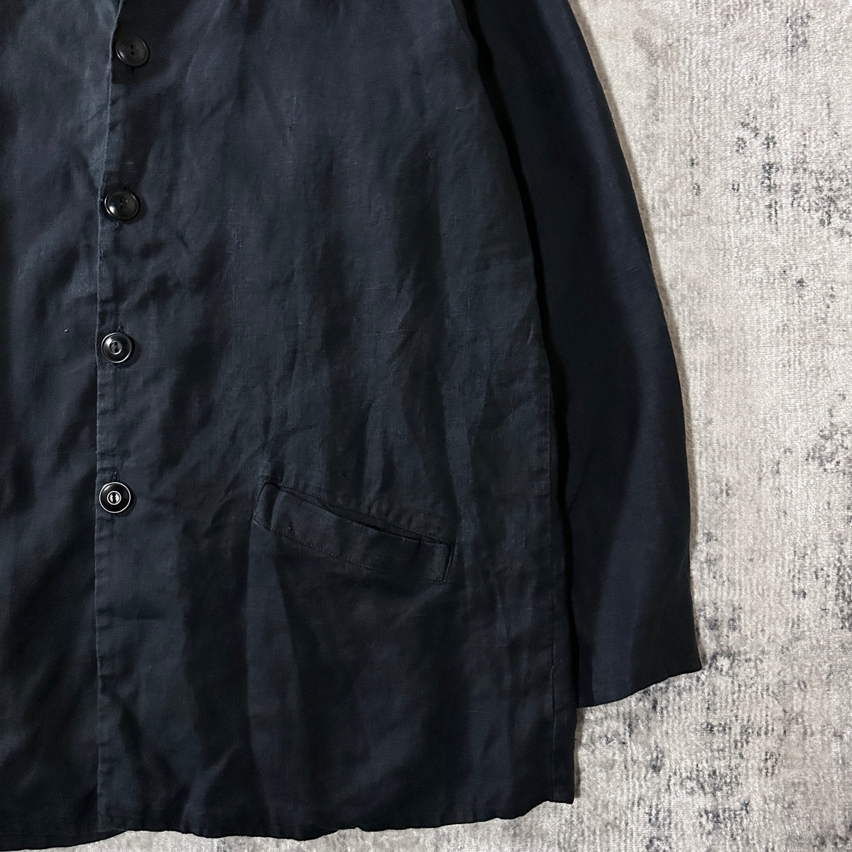 FLAX Black 100% Linen Jacket Size M