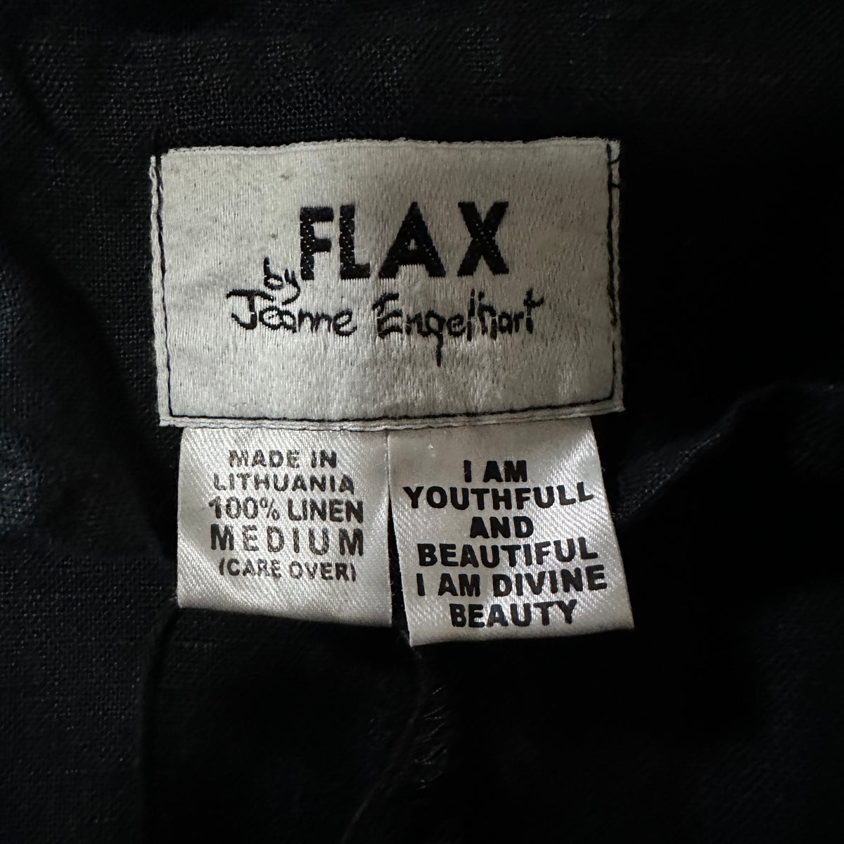 FLAX Black 100% Linen Jacket Size M