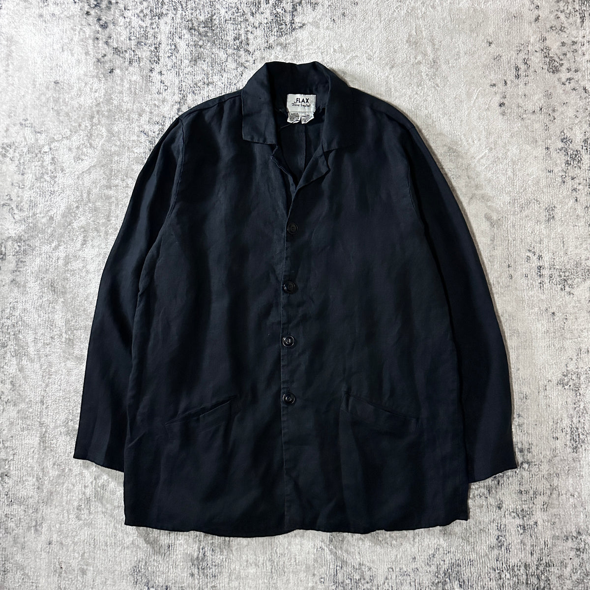 FLAX Black 100% Linen Jacket Size M
