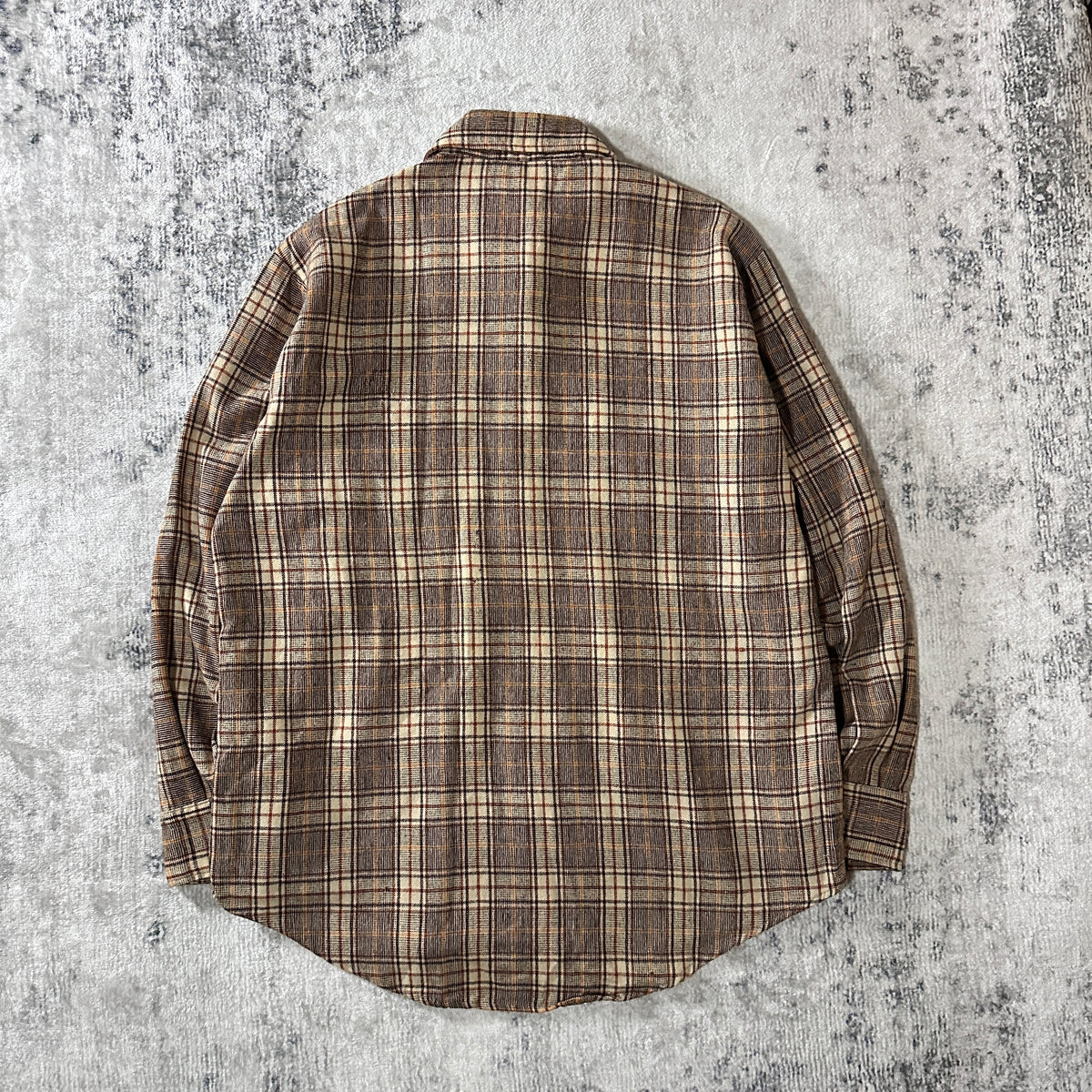 Ponderosa Beige Brown Check Wool Blend Heavy Flannel Shirt Size L