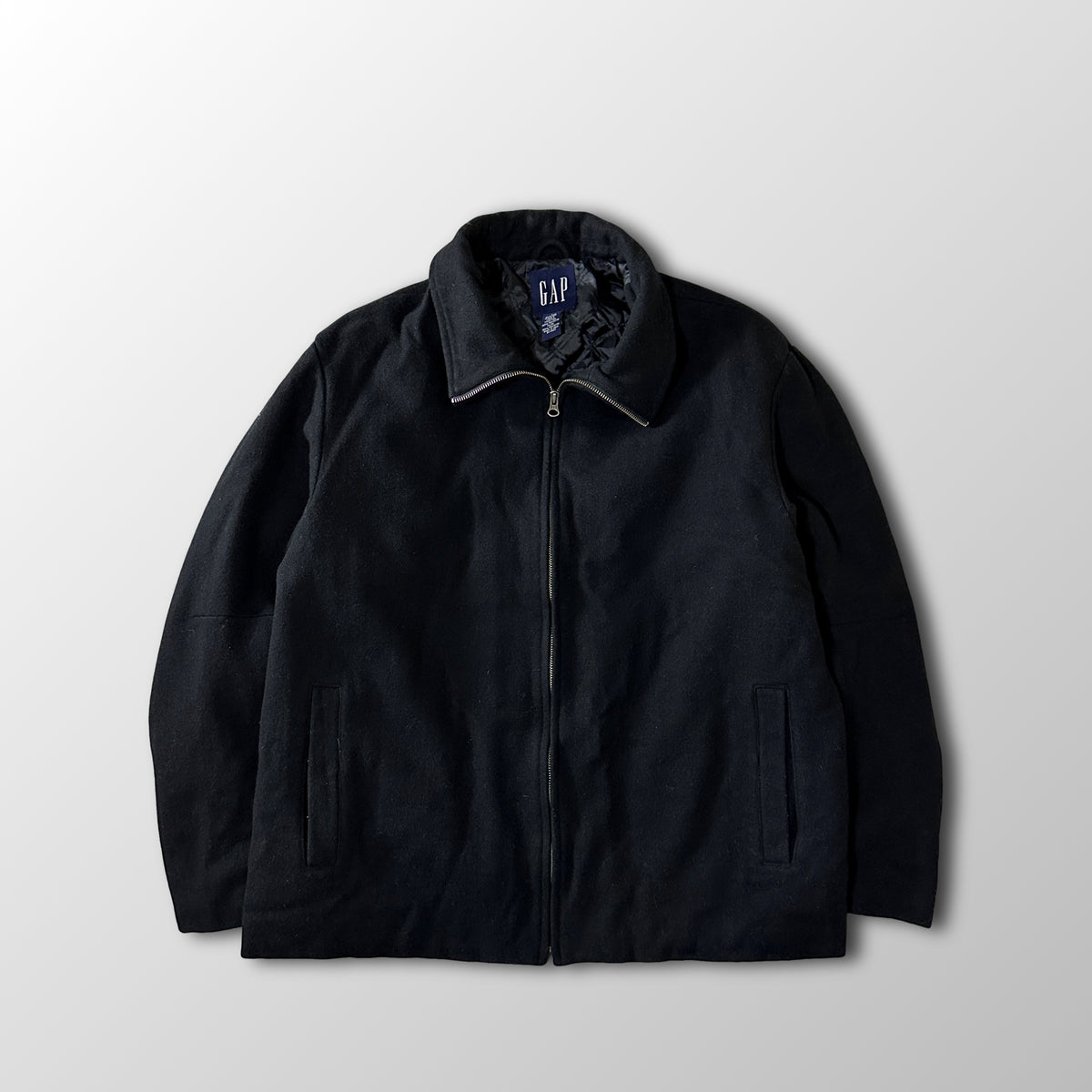 GAP Black Wool Blend Double Zip Jacket Size L