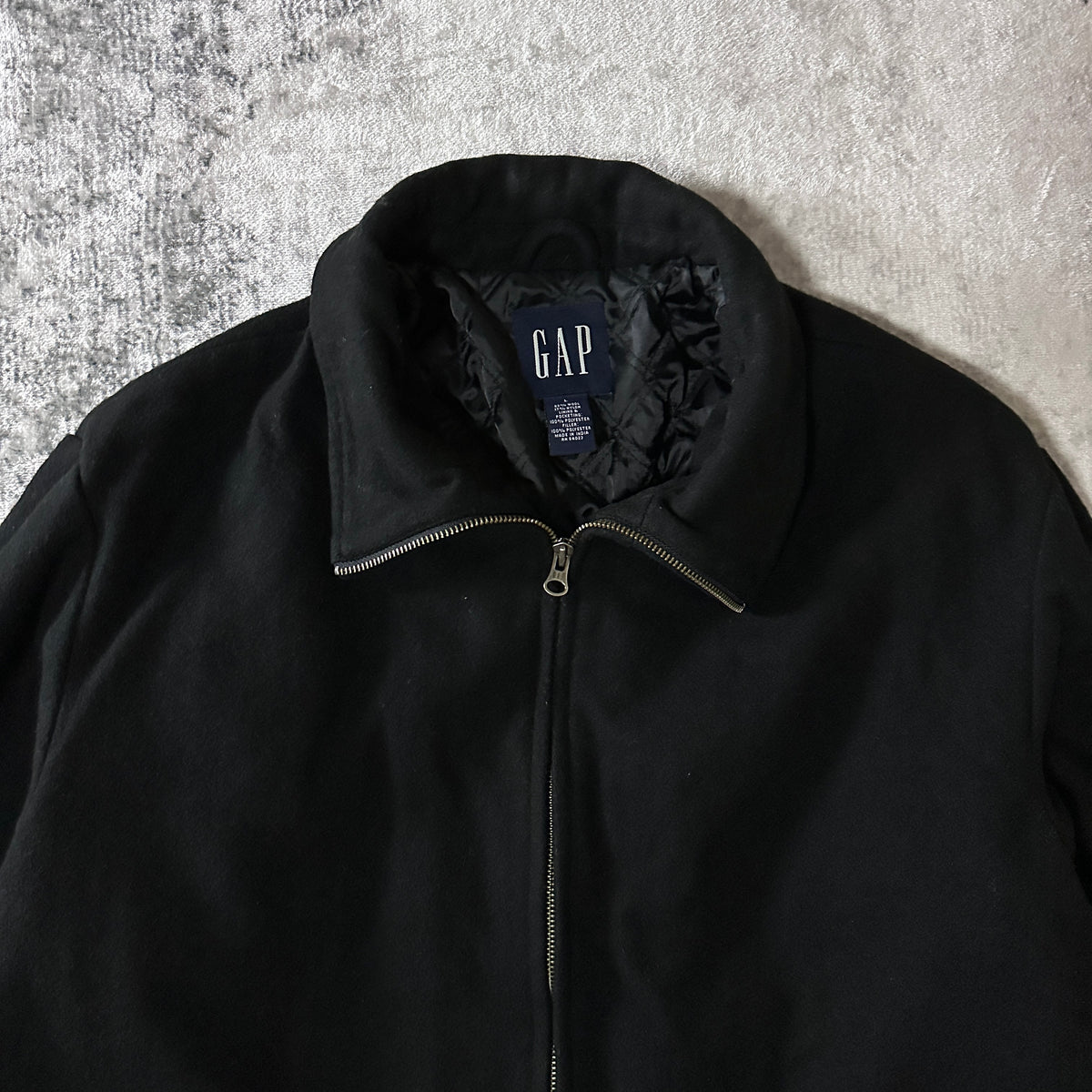 GAP Black Wool Blend Double Zip Jacket Size L