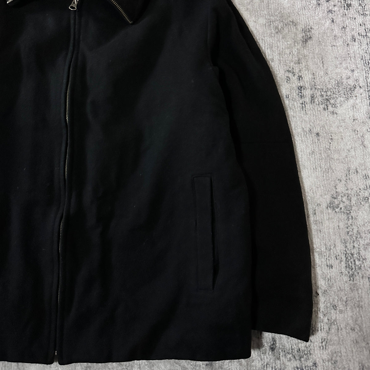 GAP Black Wool Blend Double Zip Jacket Size L