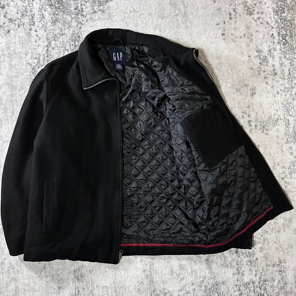 GAP Black Wool Blend Double Zip Jacket Size L