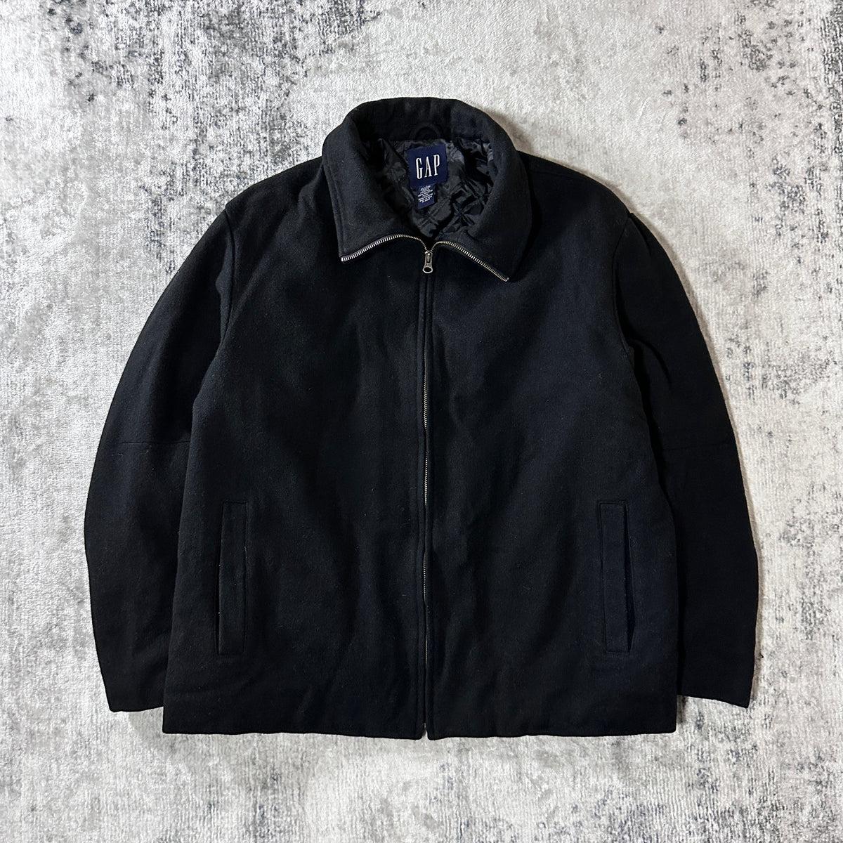 GAP Black Wool Blend Double Zip Jacket Size L
