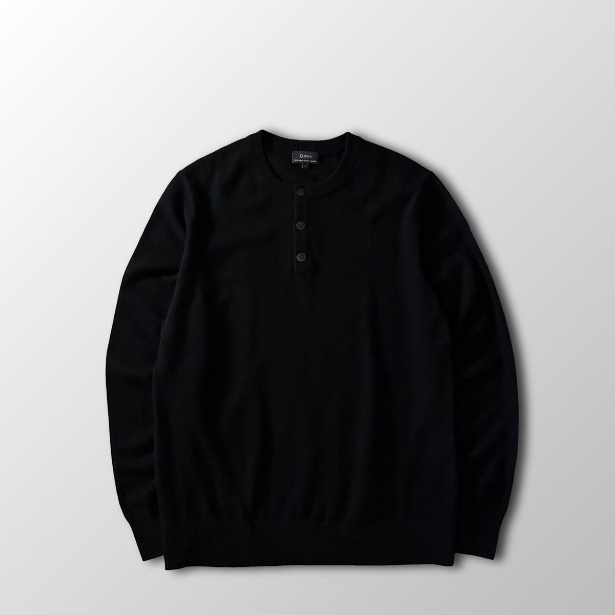 Quince Black 100% Cashmere Henley Sweater Size L