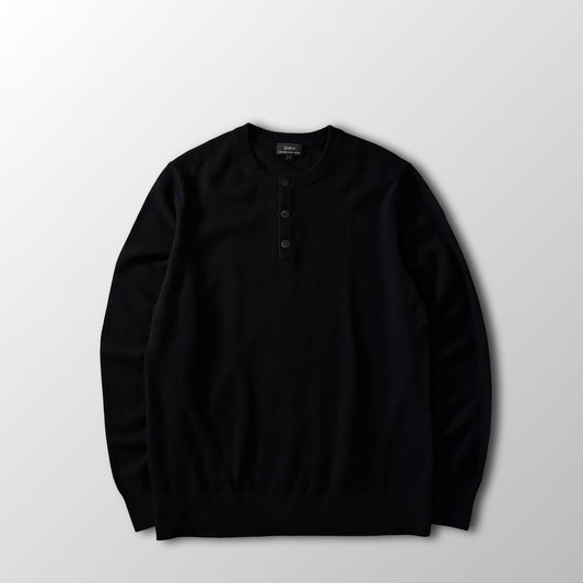 Quince Black 100% Cashmere Henley Sweater Size L