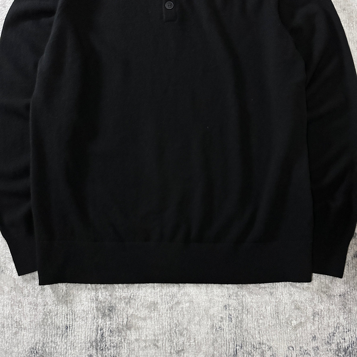 Quince Black 100% Cashmere Henley Sweater Size L