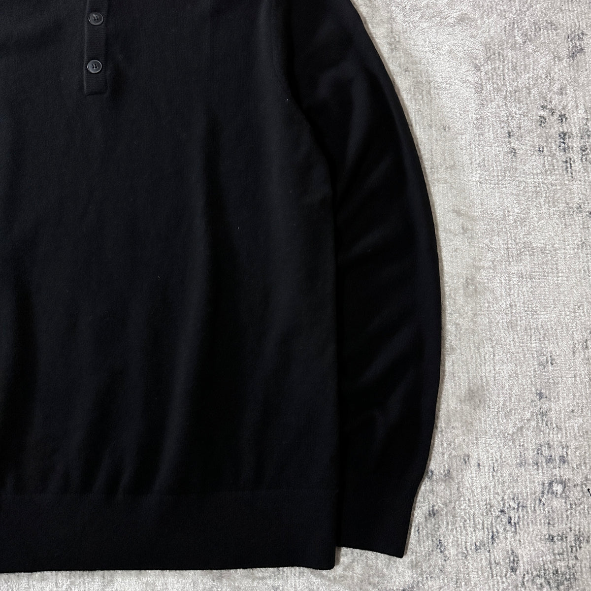 Quince Black 100% Cashmere Henley Sweater Size L