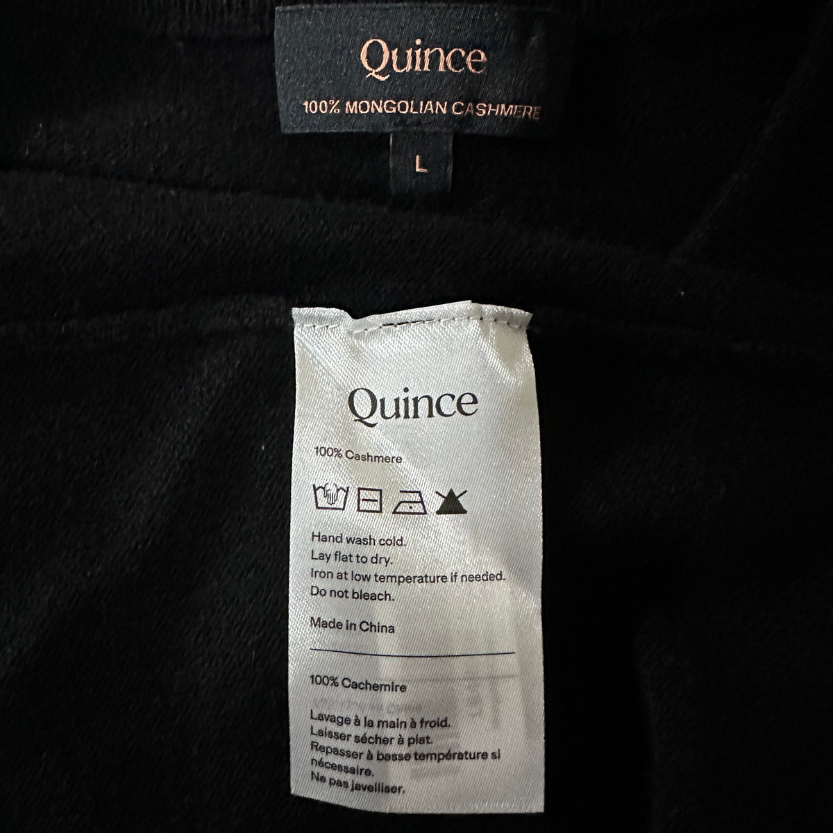 Quince Black 100% Cashmere Henley Sweater Size L