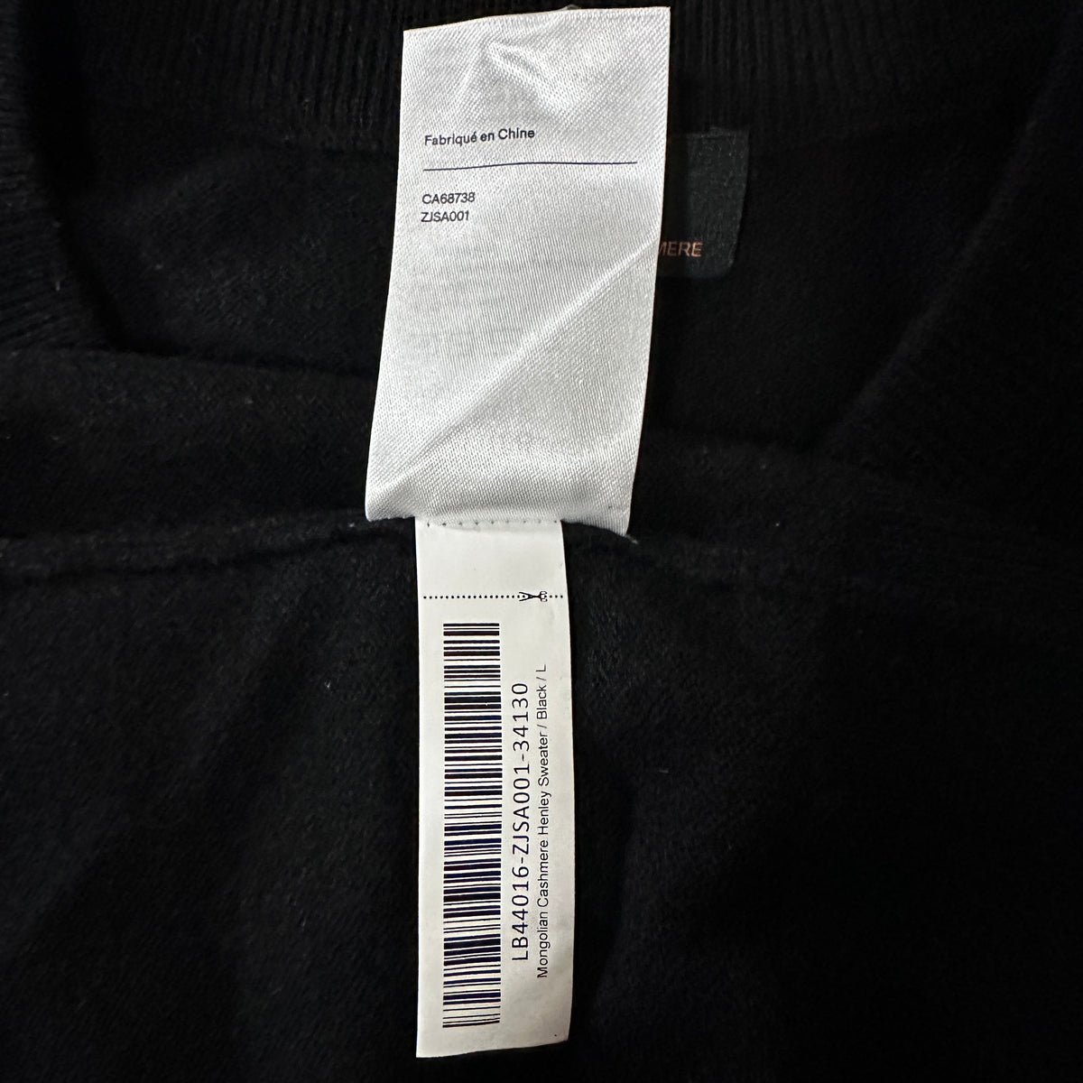 Quince Black 100% Cashmere Henley Sweater Size L