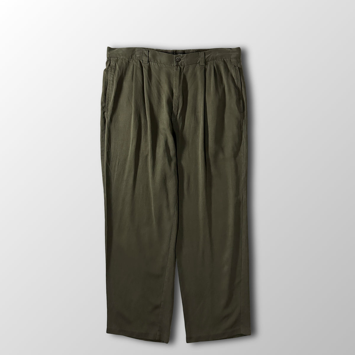 Tommy Bahama Olive 100% Silk Pleated Trousers Size 38x30