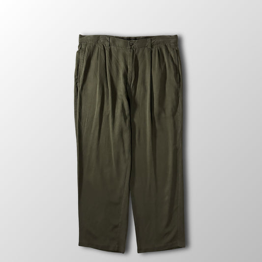 Tommy Bahama Olive 100% Silk Pleated Trousers Size 38x30
