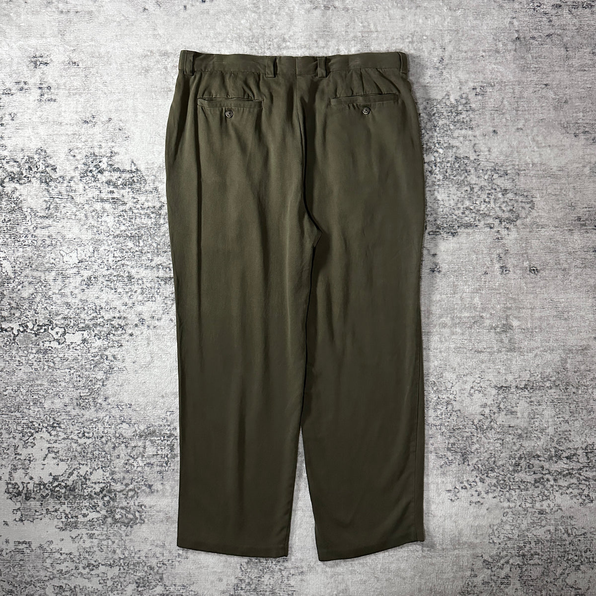 Tommy Bahama Olive 100% Silk Pleated Trousers Size 38x30