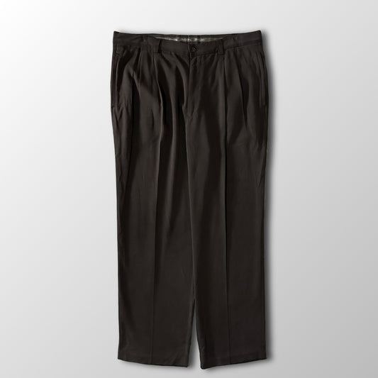 Tommy Bahama Dark Brown 100% Silk Pleated Trousers Size 38x30