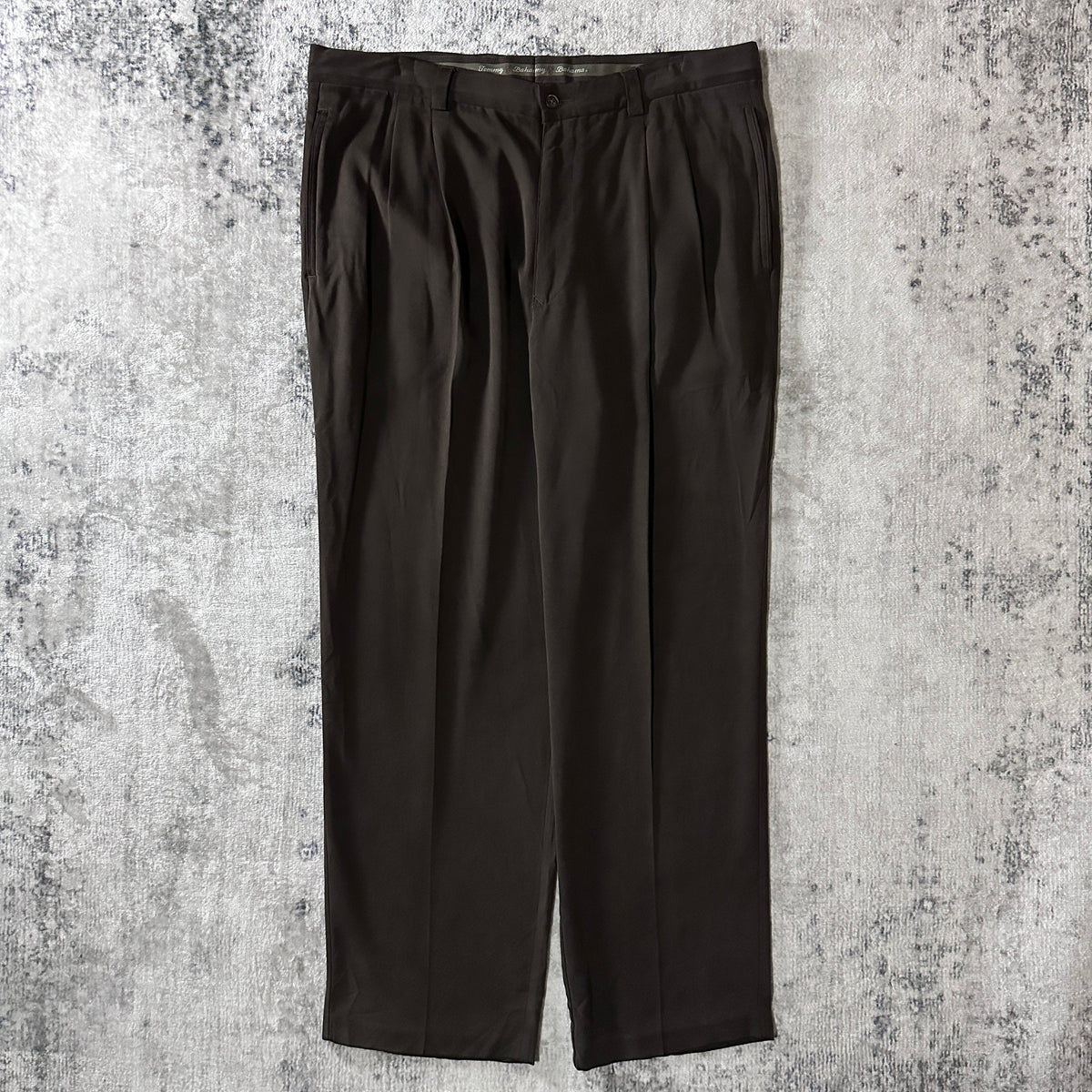 Tommy Bahama Dark Brown 100% Silk Pleated Trousers Size 38x30