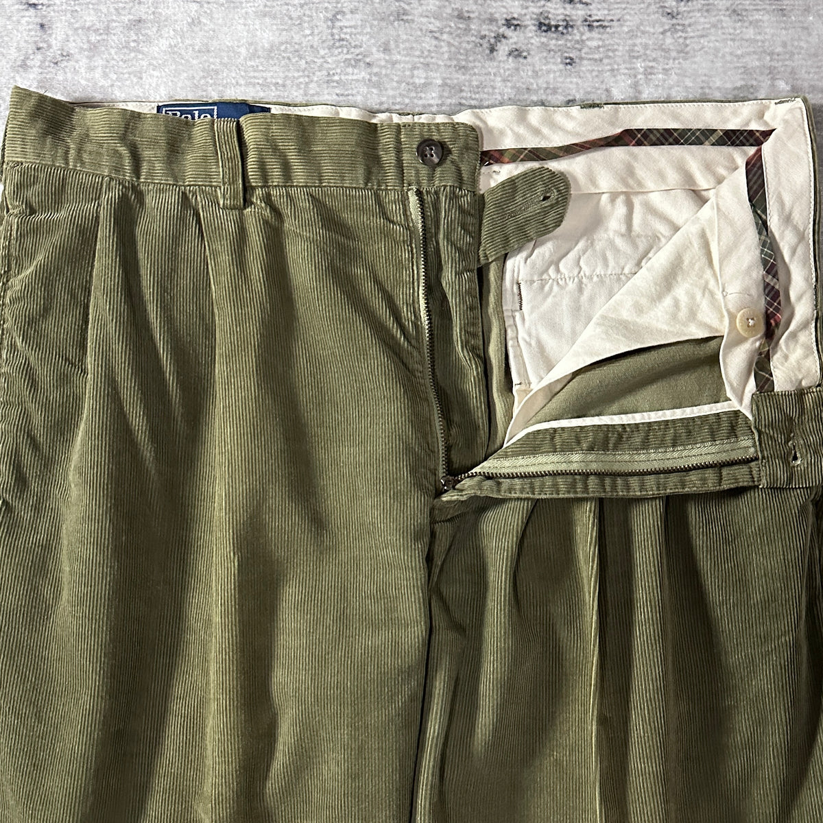 Polo by Ralph Lauren Hammond Pant Olive Fine Wale Corduroy Pleated Pants Size 36x32