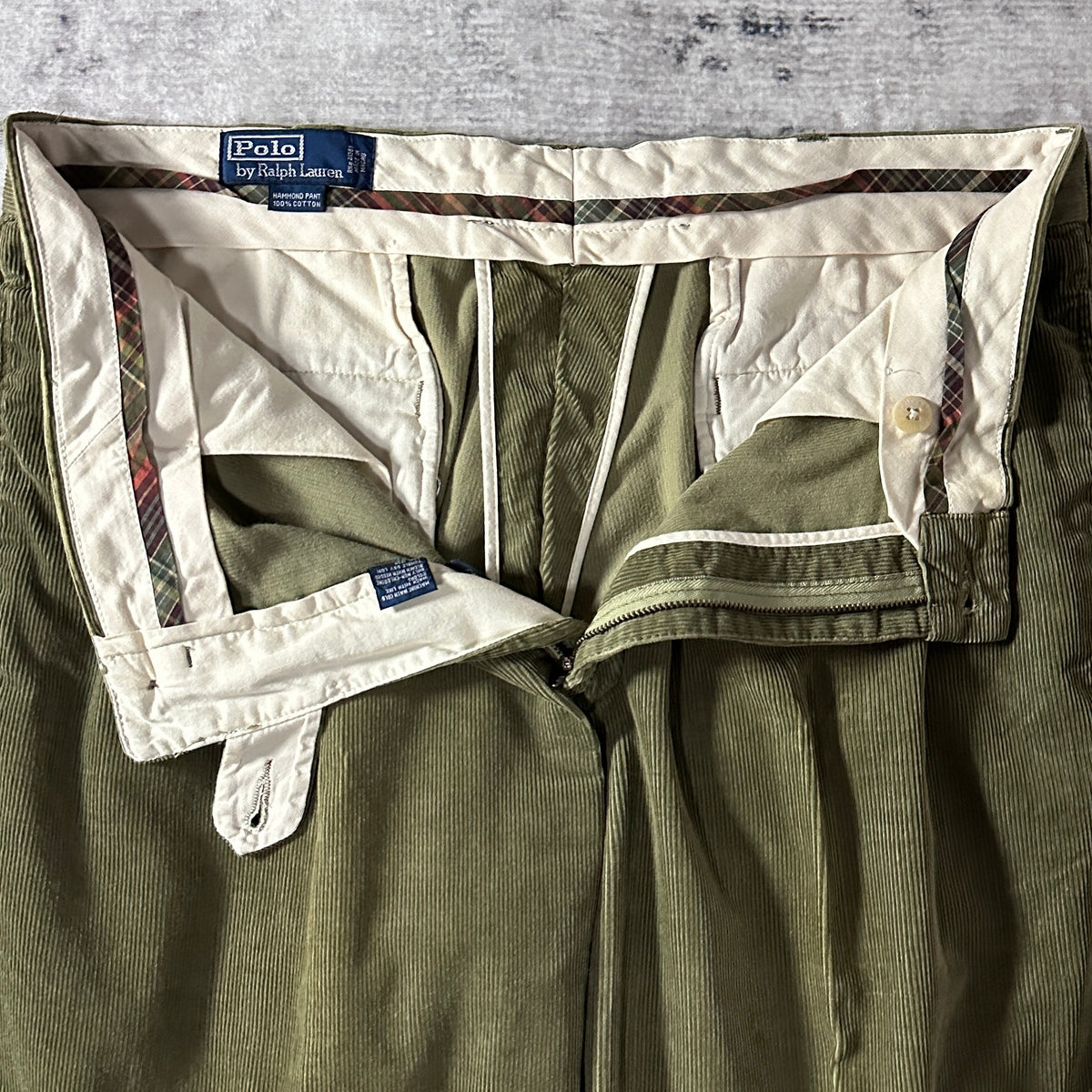 Polo by Ralph Lauren Hammond Pant Olive Fine Wale Corduroy Pleated Pants Size 36x32
