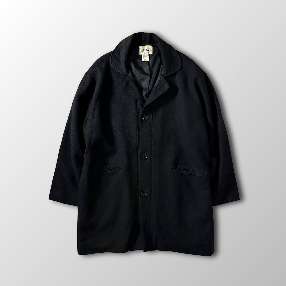 FLAX Black Wool Blend Coat Size M