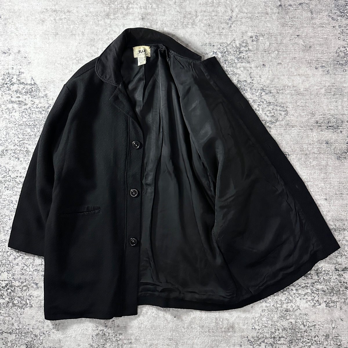 FLAX Black Wool Blend Coat Size M