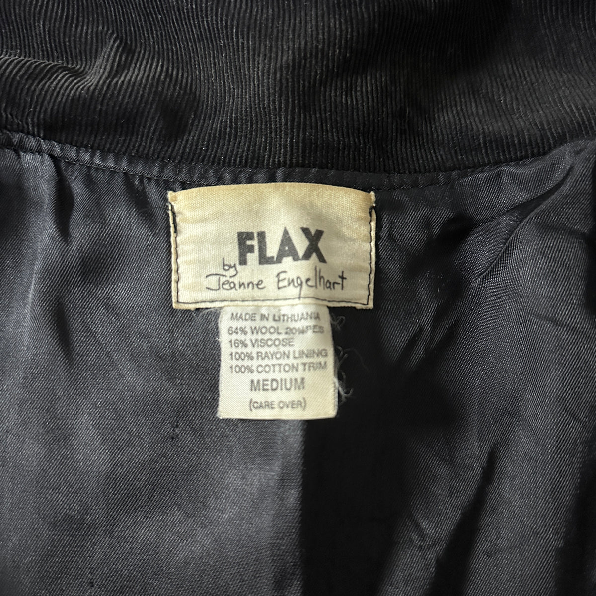 FLAX Black Wool Blend Coat Size M