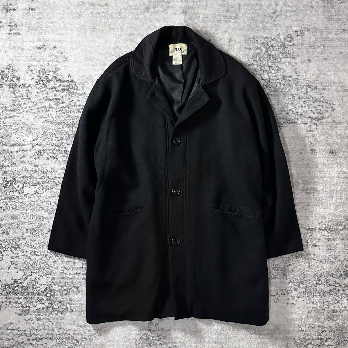 FLAX Black Wool Blend Coat Size M