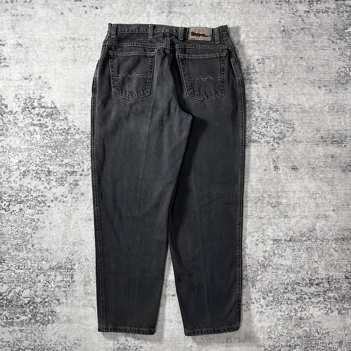 Black Pleated Tapered Denim Pants Made in USA Size 36x30