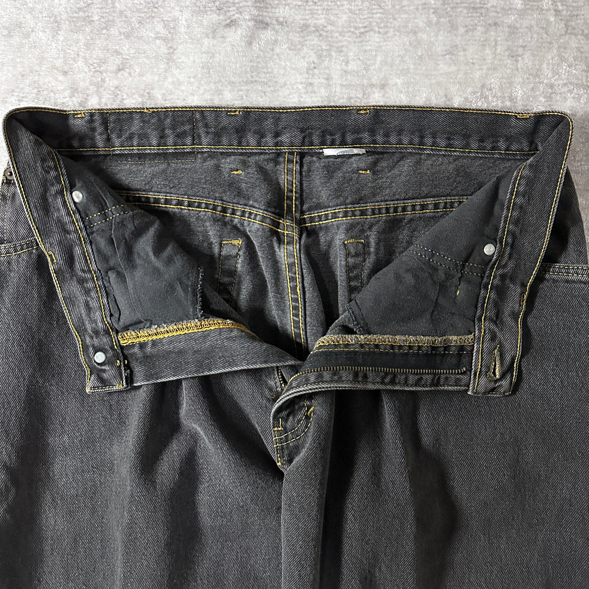 Black Pleated Tapered Denim Pants Made in USA Size 36x30