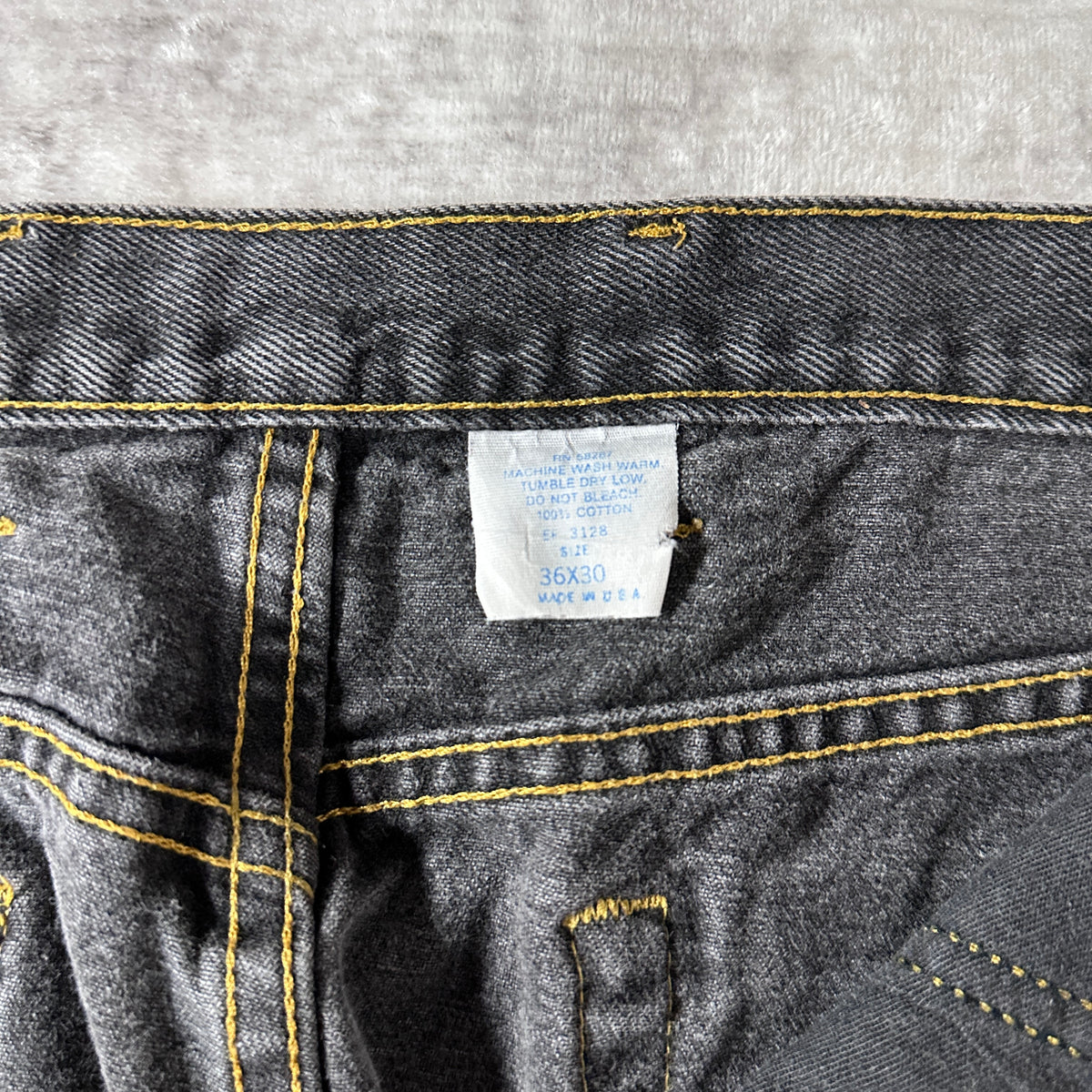 Black Pleated Tapered Denim Pants Made in USA Size 36x30