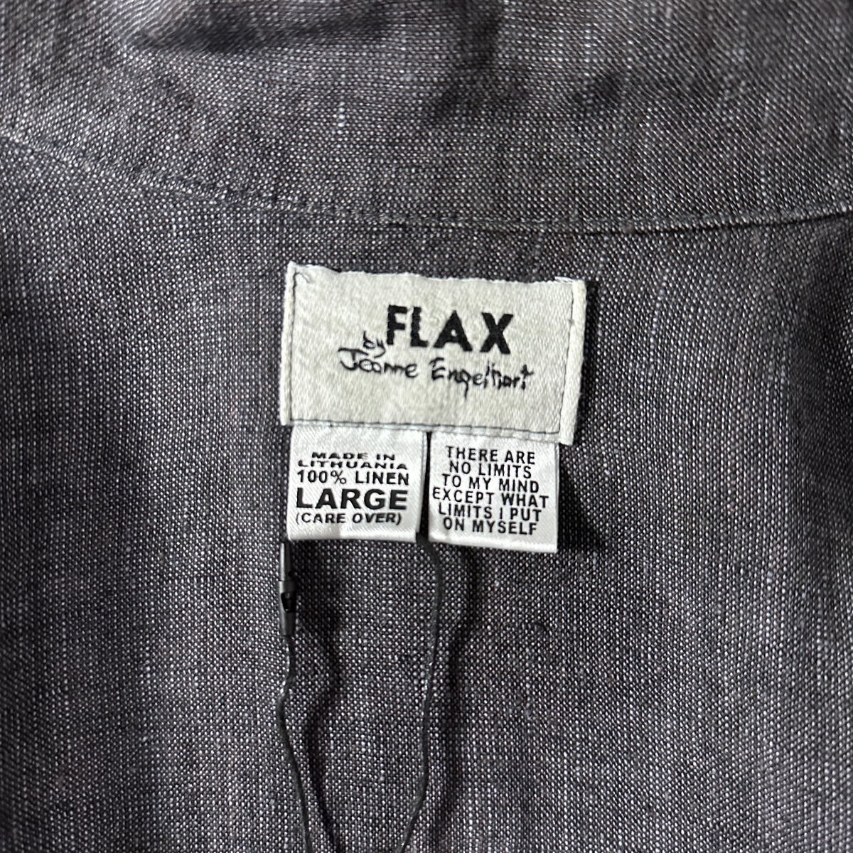 FLAX Black 100% Linen Round Collar Jacket Size L