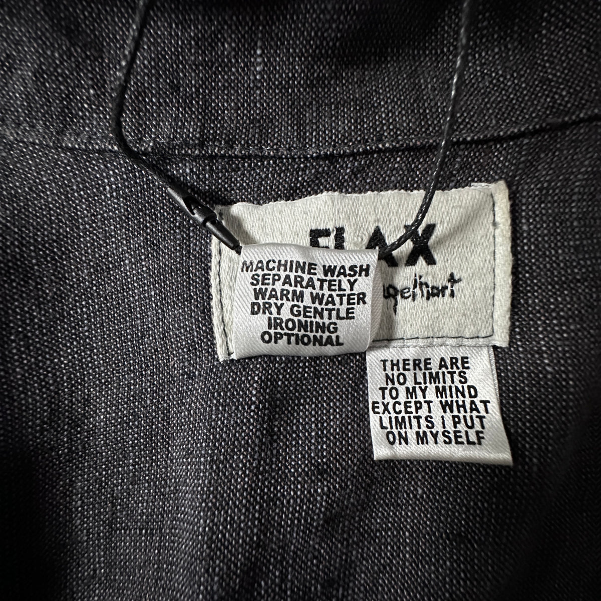 FLAX Black 100% Linen Round Collar Jacket Size L