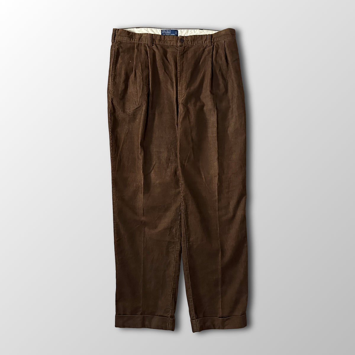 Polo by Ralph Lauren Hammond Pant Brown Corduroy Pleated Pants Size 38x32