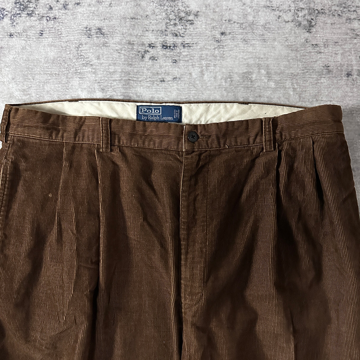 Polo by Ralph Lauren Hammond Pant Brown Corduroy Pleated Pants Size 38x32