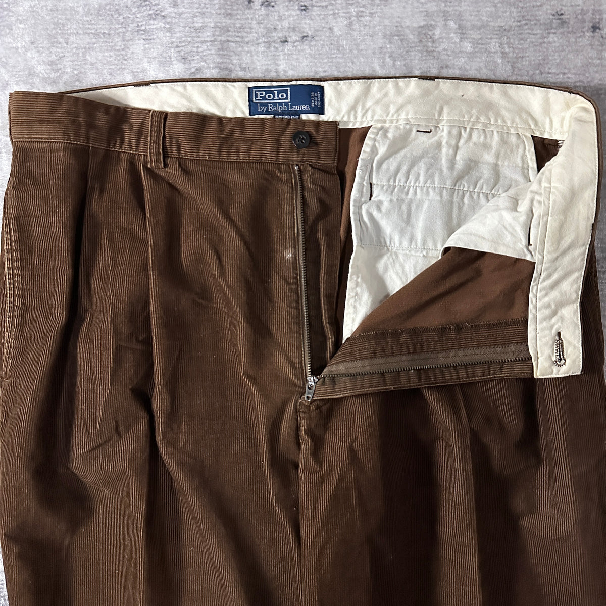 Polo by Ralph Lauren Hammond Pant Brown Corduroy Pleated Pants Size 38x32