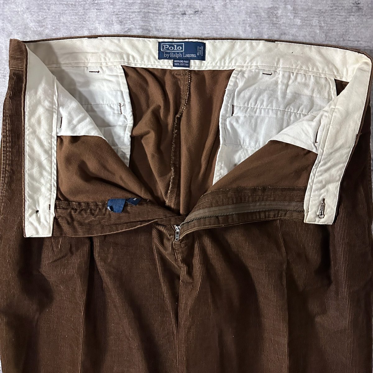 Polo by Ralph Lauren Hammond Pant Brown Corduroy Pleated Pants Size 38x32